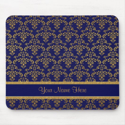 Gold und Blue Damask Mousepad (Vorne)