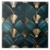 Gold und Blue Deko, Art Deco Fan Fliese (Vorderseite)