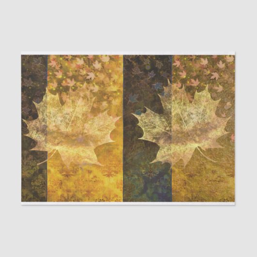 Gold und Blue Dreamy Herbstleaves Collage Seidenpapier (Vorderseite)