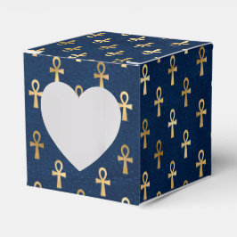Gold und Blue Egyptian Ankh Pattern Geschenkschachtel