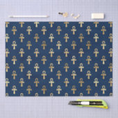 Gold und Blue Egyptian Ankh Pattern Seidenpapier (Handwerk)
