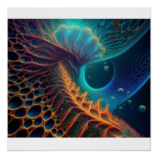 Gold und Blue Fern Poster (Vorderseite)