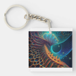 Gold und Blue Fern Schlüsselanhänger