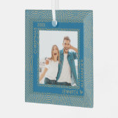 Gold und Blue Foto Ornament Aus Glas (Vorderseite links)