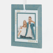 Gold und Blue Foto Ornament Aus Glas (Vorderseite links)