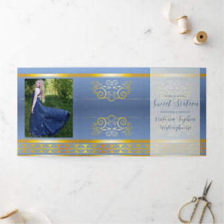 Gold und Blue Foto Sweet 16 Party Einladungen