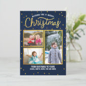 Gold und Blue Frohe Weihnachten (Stehend Vorderseite)