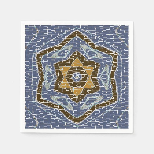 Gold und Blue Geometric Crackled Design Serviette (Vorderseite)