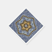 Gold und Blue Geometric Crackled Design Serviette (Ecke)