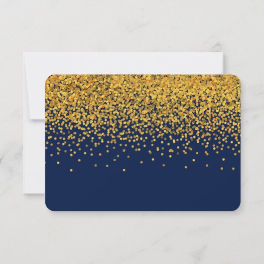 Gold und Blue Glam Confetti Dots UAWG RSVP Karte (Rückseite)