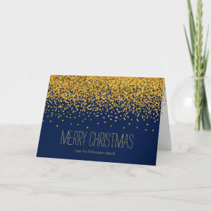Gold und Blue Glam Confetti Dots Weihnachten