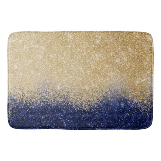 Gold und Blue Glitzer Ombre Luxury Design Badematte (Vorderseite)
