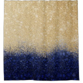 Gold und Blue Glitzer Ombre Luxury Design Duschvorhang (Vorderseite)