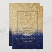 Gold und Blue Glitzer Ombre Luxury Design Einladung (Vorne/Hinten)