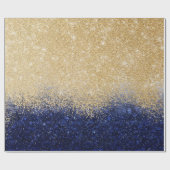 Gold und Blue Glitzer Ombre Luxury Design Geschenkpapier (Flach)