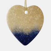 Gold und Blue Glitzer Ombre Luxury Design Keramik Ornament (Rechts)