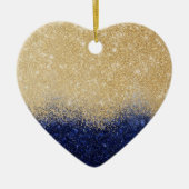 Gold und Blue Glitzer Ombre Luxury Design Keramik Ornament (Vorne)