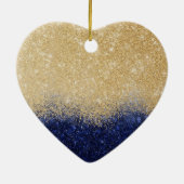 Gold und Blue Glitzer Ombre Luxury Design Keramik Ornament (Hinten)