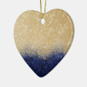 Gold und Blue Glitzer Ombre Luxury Design Keramik Ornament (Links)