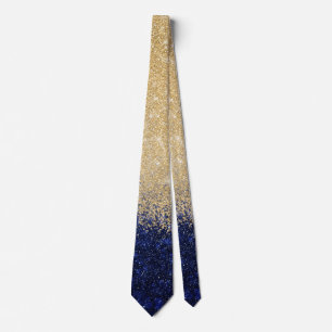 Gold und Blue Glitzer Ombre Luxury Design Krawatte