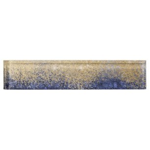 Gold und Blue Glitzer Ombre Luxury Design Namensplakette
