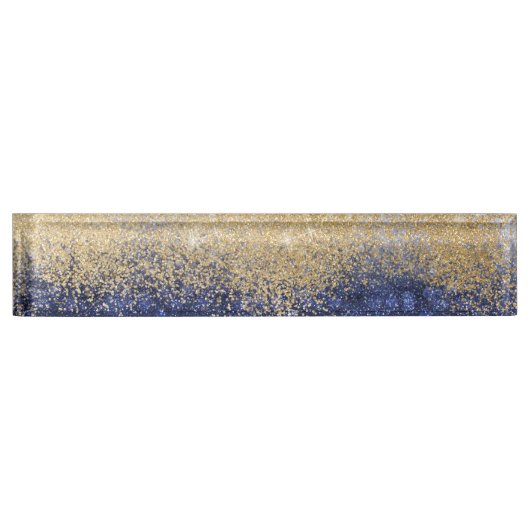 Gold und Blue Glitzer Ombre Luxury Design Namensplakette (Vorderseite)