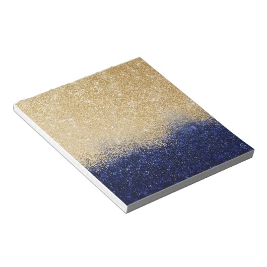 Gold und Blue Glitzer Ombre Luxury Design Notizblock (angewinkelt)