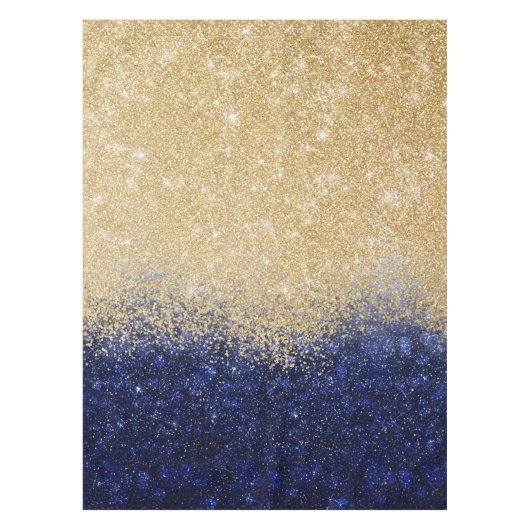 Gold und Blue Glitzer Ombre Luxury Design Tischdecke (Vorderseite)