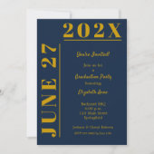 Gold und Blue Graduation Party Einladung (Vorderseite)