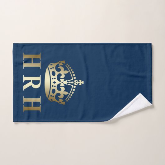 Gold und Blue HRH Royal Highness Crown Badhandtuch Set (Handtuch)