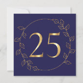 Gold und Blue Hydrangea 25. Hochzeitstag Einladung (Rückseite)