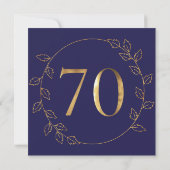 Gold und Blue Hydrangea 70. Hochzeitstag Einladung (Rückseite)