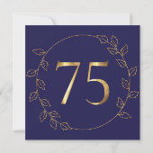 Gold und Blue Hydrangea 75. Hochzeitstag Einladung (Rückseite)