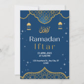 Gold und Blue Illustrative Ramadan Iftar Einladung (Vorderseite)