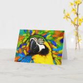 Gold und Blue Macaw Parrot Fantasy Grußkarten Karte (Gelbe Blume)