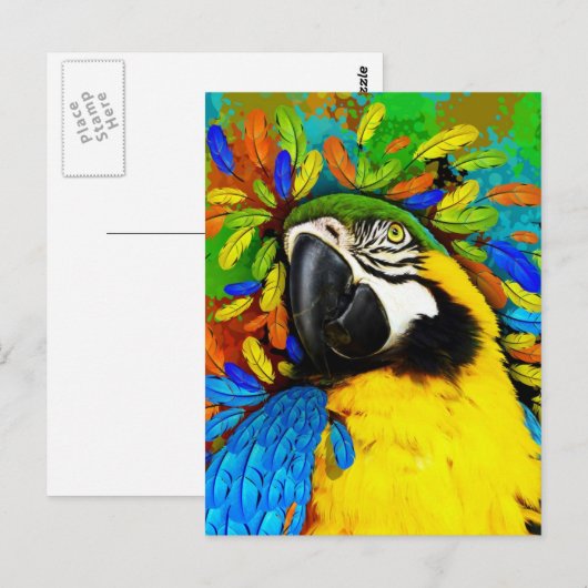 Gold und Blue Macaw Parrot Fantasy Postkarten (Vorne/Hinten)