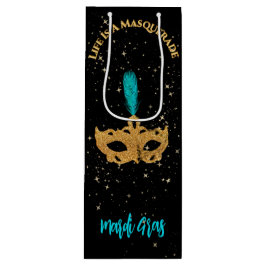 Gold und Blue Mask Mardi Gras Party Geschenktüte Für Weinflaschen