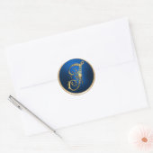 Gold- und Blue Monogram-J-Umschlag Aufkleber (Umschlag)
