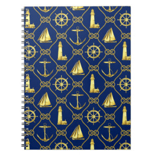 Gold und Blue Nautical Writing Journal Notizblock