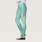 Gold und Blue Ombre Mermaid Scales Leggings (Links)