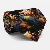 Gold und Blue Peacock Krawatte (Gerollt)