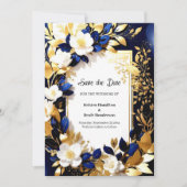 Gold und Blue Wedding Save The Date (Vorderseite)