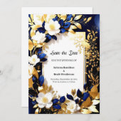 Gold und Blue Wedding Save The Date (Vorne/Hinten)