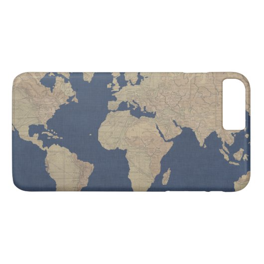 Gold und Blue World Map Case-Mate iPhone Hülle (Rückseite (Horizontal))