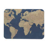 Gold und Blue World Map Magnet (Horizontal)