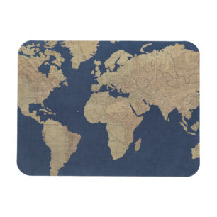 Gold und Blue World Map Magnet