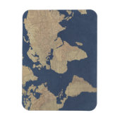 Gold und Blue World Map Magnet (Vertikal)