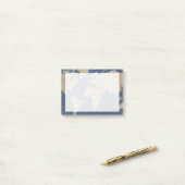 Gold und Blue World Map Post-it Klebezettel (Auf Schreibtisch)