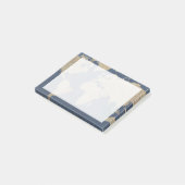 Gold und Blue World Map Post-it Klebezettel (angewinkelt)