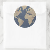 Gold und Blue World Map Runder Aufkleber (Tasche)